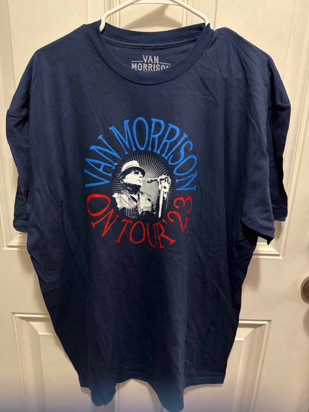 Van Morrison On Tour 2023 Navy Blue T-Shirt XL 100% Cotton Mens Concert Tee
